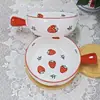 Venta Directa de Fábrica Tazón de Cerámica con Mango de Dibujos Animados Vajilla de Cerámica de Alto Valor para el Hogar Apto para Microondas Tazón para Huevo al Vapor Pintado a Mano