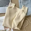 Suéter tejido suave y acogedor para mujer con un pequeño cuello alto, camiseta base de manga larga, cuello semi-alto, nuevo top de moda otoño e invierno, venta al por mayor transfronteriza de moda