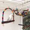 Juguetes de Madera Maciza para Loros para Moler Pico y Garras, Perchas de Madera Natural, Columpios de Cuentas de Madera de Colores, Juego Combinado de Escalera para Trepar Pájaros