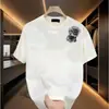 Seda Leite Verão Versátil 2026 Camiseta Masculina Manga Curta Madura Luxo Leve Casual Versátil Estampada Gola Redonda Solta Tendência