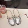 Mules de perlas, sandalias planas, sandalias cerradas sin cordones estilo Chanel para mujer, nuevo estilo slip-on 2026, zapatos cómodos