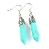 Pendientes de moda de personalidad de joyería europea y americana cristal natural punta única bala gema natural columna hexagonal pendientes al por mayor