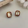 Coleção de Brincos Geométricos de Âmbar e Zircônia Retro de Luxo Leve Brincos Elegantes de Alta Qualidade para Mulheres Acessórios de Joias