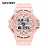 Reloj SANDA para estudiantes, doble pantalla, textura de mezclilla, reloj electrónico multifuncional, reloj electrónico deportivo impermeable transfronterizo