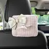 Caja de Pañuelos para Coche Estilo Lluvia Azul, Caja de Pañuelos Pequeña para Coche Estilo Fragante, Caja de Pañuelos para Respaldo de Asiento de Coche Simple y Linda con Lazo para Mujeres