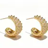 Pendientes Europeos y Americanos de Zirconia en Forma de C para Amazon Transfronterizo Cobre Personalidad de Nicho Moda Pendientes Sencillos para Mujer Venta al por Mayor