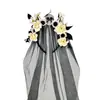 Diadema Creativa de Velos de Halloween Fiesta Festiva Vestido Personalizado Novia Fantasma Calavera de Flores Tocado de Malla para Mujeres