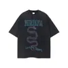 Camiseta de Manga Larga de la Banda Nirvana 2025 Estilo Europeo y Americano Vintage Retro Americano Lavada y Desgastada Camiseta de Manga Corta de Nirvana