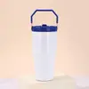 Taza de hielo minimalista transfronteriza de sublimación de 20 oz, taza portátil para coche para exteriores con pajita antibacteriana y asa, taza aislada