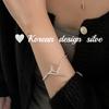Versión coreana de joyería de plata con diseño de industria pesada S925, pulsera circular con diseño de hebilla OT de plata esterlina apilada, estilo ins femenino de alta gama.