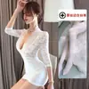 Pijama Sexy para Mujer Primavera y Otoño Nueva Ropa Interior Sexy Encaje Transparente Seda Negra Uniforme Vestido Ajustado a la Cadera Traje Caliente