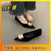 Zapatos de Charol Negros con Hebilla Metálica, Estilo Nuevo Primavera 2026, Zapatos Retro de Tacón Medio, Elegantes Zapatos de Trabajo de Estilo Nuevo para Viajes Diarios y Trabajo Profesional