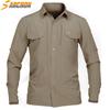 Camisa Táctica de Manga Larga para Hombre Angken Primavera y Otoño para Exteriores, Camisa Ultra Delgada Transpirable de Múltiples Bolsillos de Secado Rápido con Cuello de Solapa, Chaqueta de Senderismo
