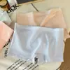 Ropa interior de algodón puro de cuatro esquinas para mujer, entrepierna 100% algodón, transpirable, de cintura media, sin costuras, pantalones de seguridad anti-exposición, pantalones de pierna recta a rayas verticales para niñas