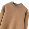 Foco em suéteres básicos de cashmere para crianças, meninos e meninas, tricô espesso, gola redonda, pulôver, cor sólida, suéter base de cashmere