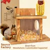 Plataforma Alimentadora de Ardillas de Madera para Exteriores, Caja Alimentadora Estilo Mesa de Picnic para Nueces Cacahuates Mazorcas de Maíz, Alimentador para Ardillas para Colgar en Árbol
