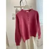 Cárdigan de punto rosa frambuesa para mujer, otoño e invierno 2026 nuevo estilo coreano suave y cálido chaqueta suéter de cuello redondo para mujer