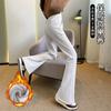 Calça de Moletom Flare Feminina 2026 Novo Estilo Primavera Outono Inverno Lã de Carneiro Cintura Alta Modeladora Flare Esportiva Longa