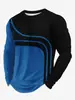Camisetas de Manga Larga para Hombre con Bloques de Color Otoño e Invierno Europeas y Americanas, Cuello Redondo, Tops Casuales Cortavientos, Camisetas Deportivas
