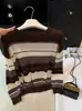 Suéter de Tricô Listrado Color Block Estilo Preguiçoso Outono/Inverno 2026 Manga Longa Feminino Nicho Gola Redonda Solto Emagrecimento Versátil