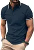 Europa Transfronteriza Manga Corta Solapa Color Sólido Estilo Nuevo Manga Corta Casual Camisa POLO Impresión 3D Bolsillo Solapa Camisa Polo