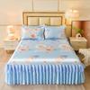 Colchonete de Seda Gelada de Verão, Saia de Cama, Conjunto de Três Peças, Lençóis de Seda Gelada Laváveis à Máquina, Colchonete Macio Doméstico Duplo Antiderrapante com Ar Condicionado
