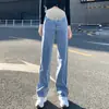 Pantalones Largos de Pierna Ancha para Cubrir la Carne y Lucir Delgado Cintura Alta Elásticos Jeans para Mujeres Embarazadas Pantalones de Barriga Primavera y Otoño Pantalones de Pierna Estrecha y Ancha