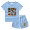Conjunto de Camiseta de Cuello Redondo de Manga Media y Pantalones Cortos Calientes de Estilo Coreano Casual de Algodón Deportivo para Niños Verano Shanhaijing