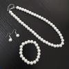 Moda simple perla nuevo traje socialita vestido de cena accesorios collar corto pulsera pendientes conjunto de tres piezas