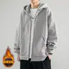 Jaqueta masculina tendência estilo americano para outono e inverno, com forro de fleece e capuz, peça de outer wear para casais