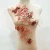 Tela Bordada con Encaje y Base de Malla Pegatinas de Tela Calcomanías para Vestido de Novia Parche de Tela Bordada Parche Decorativo S22