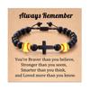 Pulsera Tejida Ajustable con Cuerda de Mano Cruzada de Cuentas de Fútbol, Estilo Deportivo, Piedra Negra, con Tarjeta