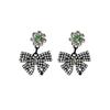 Pendientes de plata 925 con diseño de celebridad de Internet, con diseño retro de Corea del Sur, sencillos y personalizados, con lazo de flores y diamantes.