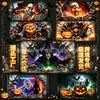 Banner de Garaje de Halloween Decoración de Puerta Tela Colgante Calabaza de Terror Bruja Calavera Fondo de Fiesta Transfronterizo En Stock Fábrica