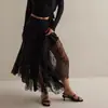 Transfronterizo 2026 Europeo y Americano Primavera/Verano Sitio Independiente de Amazon Falda Midi Sexy de Encaje Patchwork para Mujer con Dobladillo Grande