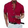 Comércio Exterior Amazon Transfronteiriço Nova Camisa Masculina de Manga Curta com Bolinhas Moda Casual Versátil Tops Masculinos