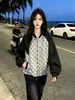 Sudadera con cremallera y manga larga de lunares, diseño moderno y único estilo coreano para mujer, nuevo top casual de otoño e invierno
