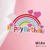 Globo Arcoíris Doble Inglés Feliz Cumpleaños Bandera de Color Decoración de Pastel Horneado Postre Disfraz Enchufe