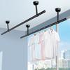 Accesorios de fijación para barra de cortina, soporte para asiento de armario, con brida negra de acero inoxidable, herrajes para asiento de tubería