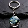 Llavero Delicado Luminoso Sol Nueve Planetas Luna Galaxia Redondo Doble Cara Cristal Tierra