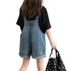 2024 Novo Verão Celebridade da Internet Calça Jeans com Suspensório Feminina Estilo Coreano Solta Estilo Ocidental Shorts que Rejuvenesce Calça com Suspensório Fofa Fina