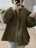 Jaqueta de Algodão Solta Estilo Japonês Vintage Estilo Preguiçoso para Mulheres Outono 2026 Novo Gola Alta Tamanho Plus Roupa de Trabalho Top Casual