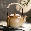 Bule para Ferver Chá de Cerâmica Bruta Fogareiro Envolvente Bule para Ferver Chá com Vela de Fogo e Vela Conjunto Simples para Manter Chá Quente Bule para Exterior