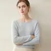 Suéter Pulóver de Cuello Redondo de Cachemira Pura Nuevo Otoño e Invierno para Mujer Ajuste Delgado Prenda Base de Punto Top Simple Versátil