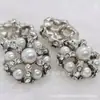 Botão de metal de alta qualidade em formato de flor, botão convexo com pérola e diamante, fivela vazada, decoração para suéter e cardigã, formato de torre, moda de luxo leve