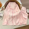 Pijama de otoño para mujer, nuevo estilo popular, cárdigan de algodón nube con cuello de solapa, manga larga y pantalón largo, conjunto casual para casa, venta al por mayor transfronteriza