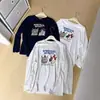 Camiseta de Manga Larga con Estampado de Letras de Dibujos Animados Estilo Retro Perezoso para Mujer Otoño Nuevo Algodón Puro Gris Holgada Aspecto Adelgazante Top