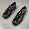 Mocassins Masculinos de Couro Genuíno Sapatos Slip-on Masculinos Sapatos Sociais Casuais de Couro Envernizado Britânico para Homens
