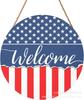 Bienvenida Caliente Transfronteriza7 4 de Julio Placa de Puerta Patriótica Logo Placa de Puerta Roja y Azul Americana Decoración de Porche