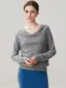 Suéter de cashmere para mulheres, estilo francês, modelagem solta, manga morcego, tricô liso de cor sólida simples
